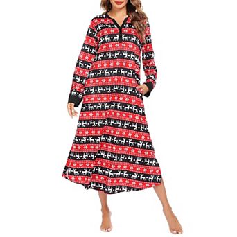 Ekouaer Long Sleeve Nightgown for Women Full Length Sleep Dress Maxi Night Shirt Casual Lounge