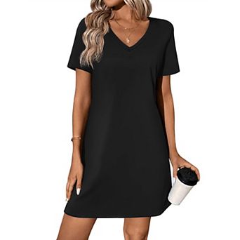 Ekouaer Cotton Nightgowns for Women Short Sleeve Womens Nightgown V Neck Sleep Shirts for Women