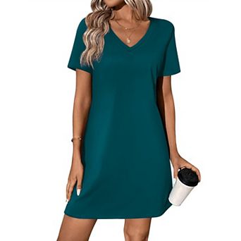Ekouaer Women’s Cotton Nightgown Short Sleeve V Neck Sleep Shirt