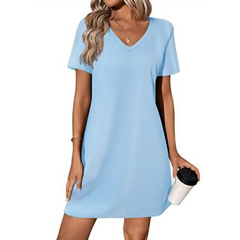 Ekouaer Cotton Nightgowns for Women Short Sleeve Womens Nightgown V Neck Sleep Shirts for Women