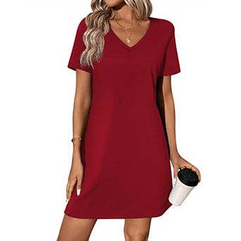 Ekouaer Cotton Nightgowns for Women Short Sleeve Womens Nightgown V Neck Sleep Shirts for Women