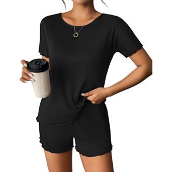 Ekouaer Summer Pajama Set for Women with Pockets Soft Stretch Lounge Sets for Women Sleepwear