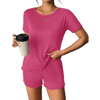 Ekouaer Summer Pajama Set for Women with Pockets Soft Stretch Lounge Sets for Women Sleepwear