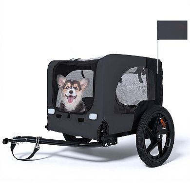 66LB Capacity Heavy-Duty Foldable Pet Bike Trailer with 16" All-Terrain Wheels