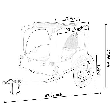 66LB Capacity Heavy-Duty Foldable Pet Bike Trailer with 16" All-Terrain Wheels