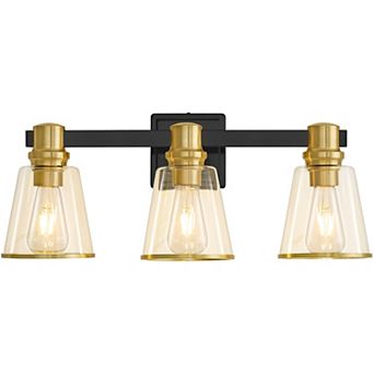 POWLIG 22" Vanity Light Fixture - 3-Light Dimmable Bathroom Lighting with Cone Clear Glass Shades