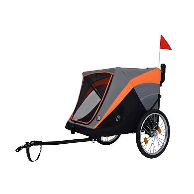 100LB Capacity 2-in-1 Pet Bike Trailer with Storage Pockets Quick-Release Wheels