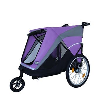100LB Capacity 2-in-1 Pet Bike Trailer with Storage Pockets Quick-Release Wheels