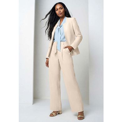 Jessica London Women's Plus Size Linen Wide-Leg Trouser