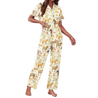 Ekouaer Women's Button Down Pajama Set with Short Sleeve Top and Pants