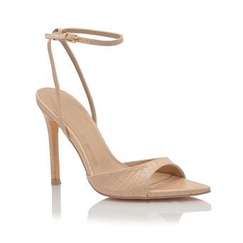Croc Embossed Ankle-Strap Stiletto Heel Sandals