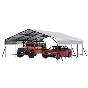 20x20x9FT Metal Carport,Heavy Duty Carports with Reinforced Frame and Base for All Weather