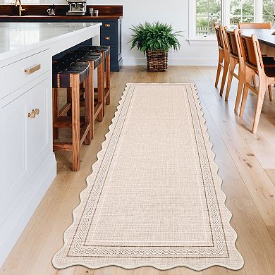 Bordered Area Rug Machine Washable Vacuum Clean Ultra Thin Stain Resistant Carpet for Living Room