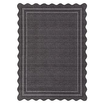 Bordered Area Rug Machine Washable Vacuum Clean Ultra Thin Stain Resistant Carpet for Living Room