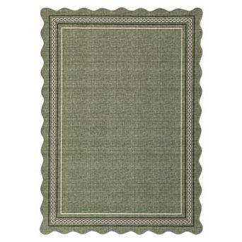 Bordered Area Rug Machine Washable Vacuum Clean Ultra Thin Stain Resistant Carpet for Living Room