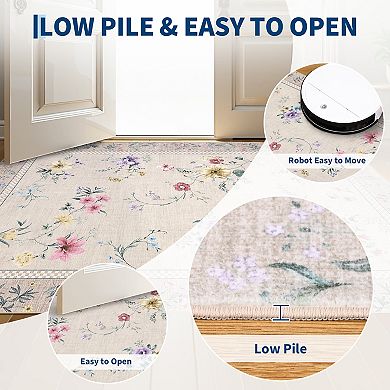Contemporary Area Rug Machine Washable Low Pile Stain Resistant Carpet for Dining Room Bathroom
