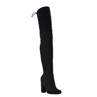 Over-the-Knee Stretch Block Heel Boots