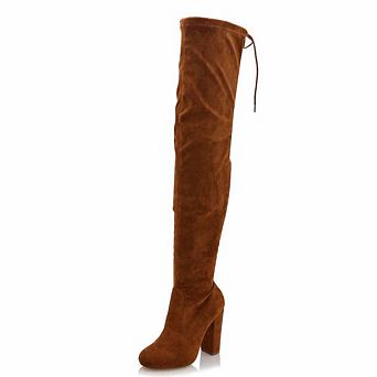 Over-the-Knee Stretch Block Heel Boots