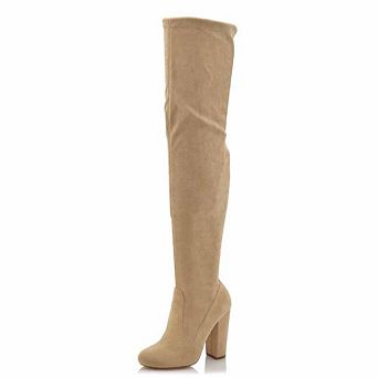 Over-the-Knee Stretch Block Heel Boots