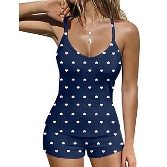Ekouaer Ribbed Cami Pajamas Set 2 pc Rib Knit Camisoles Pjs Racerback Tank Top with Shorts