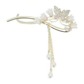 Hair Clips for Home 1 pc Gold Tone Beige