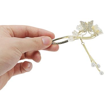 Hair Clips for Home 1 Pc Gold Tone Beige