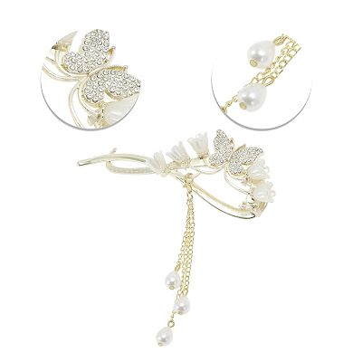 Hair Clips for Home 1 Pc Gold Tone Beige