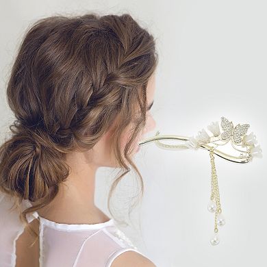 Hair Clips for Home 1 Pc Gold Tone Beige