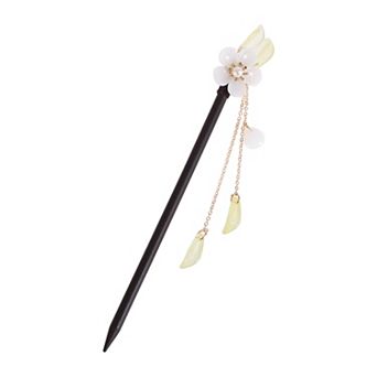 Hair Stick Pin for Women 1 pc 7.09" Flower Dark White