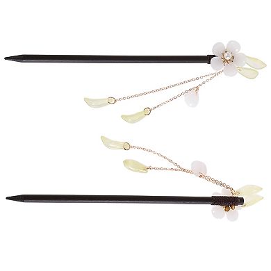 Hair Stick Pin for Women 1 Pc 7.09" Flower Dark White
