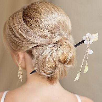 Hair Stick Pin for Women 1 Pc 7.09" Flower Dark White