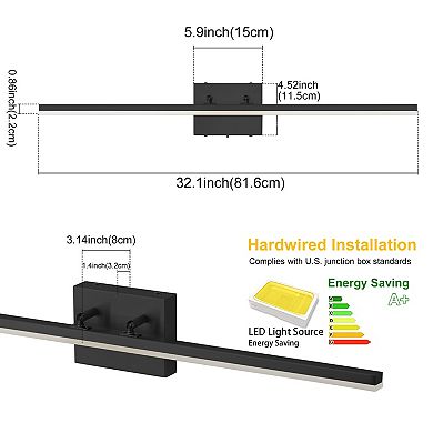 POWLIG 32-Inch Modern LED Wall Sconce - Dimmable 5-Color Adjustable for Hallway, Bedroom Living Room
