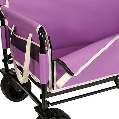 3-in-1 Convertible Folding Wagon, 500lbs Heavy-Duty, Easy to Fold for Camping/Park, Adults & Kids