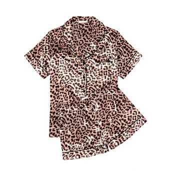 Ekouaer Women's Satin Button Down Pajama Set with Short Sleeve Top and Shorts