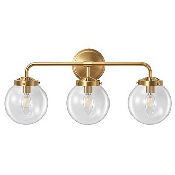 POWLIG Modern Vanity Light Fixture - 3-Light Bathroom Mirror Lighting with Clear Glass Globe Shades