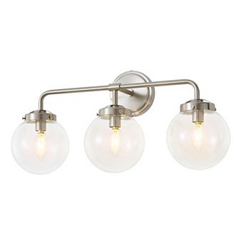POWLIG Modern Vanity Light Fixture - 3-Light Bathroom Mirror Lighting with Clear Glass Globe Shades