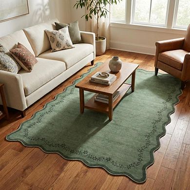 Contemporary Area Rug Non Slip Foldable Ultra Thin Non Shedding Floor Cover for Bedroom Playroom