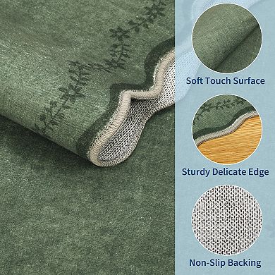 Contemporary Area Rug Non Slip Foldable Ultra Thin Non Shedding Floor Cover for Bedroom Playroom