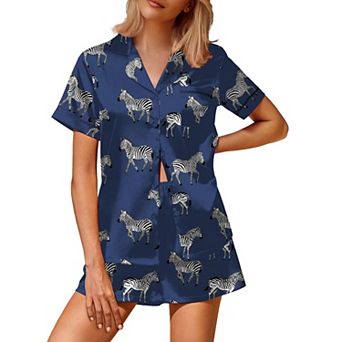 Ekouaer Pajamas 2 pc Pajamas for Women Set Button Down PJ Short Sleeve and Shorts Pjs