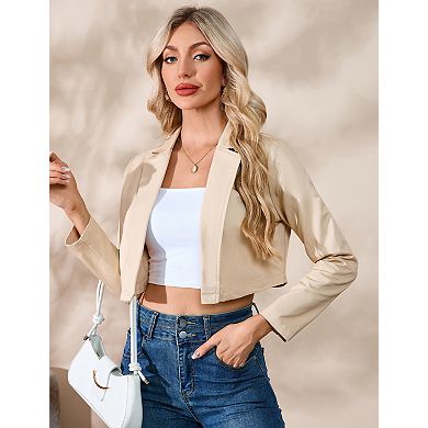 Women's Cropped Blazer Long Sleeve Open Front Work Blazer