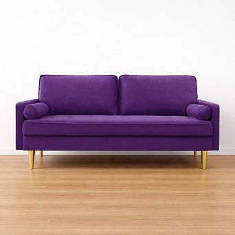 Lufeiya Velvet Loveseat Sofa with Cushions, Solid Pine Wood Frame and Metal Legs