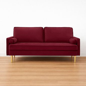 Lufeiya Velvet Loveseat Sofa with Cushions, Solid Pine Wood Frame and Metal Legs