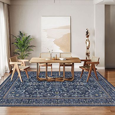 ANIXOL Washable Vintage Floral Area Rug
