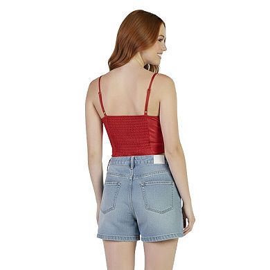 Artyska Women's Satin Cowl-Neck Silky Spaghetti Strap Camisole Crop Top