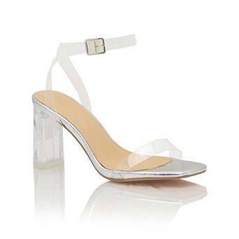 Clear Strap Ankle Buckle Lucite Block Heel Sandal