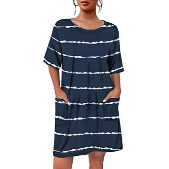 Ekouaer Sleep Shirts for Women Nightgown Short Sleeves T shirt Night Dress Round Neck Womans