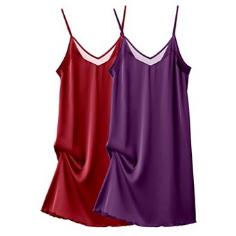 Ekouaer Womens 2 Pack Silk Nightgowns Lingerie Sleepwear Satin Negligee