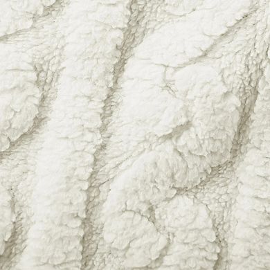 Women's Cable Knit Fuzzy Hooded Coat Long Sleeve Open Front Fleece Jacket