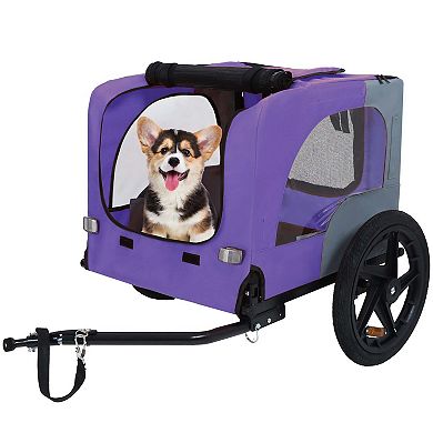 Heavy-Duty Foldable Pet/Cargo Bike Trailer-16" All-Terrain Wheels Universal Hitch