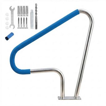 Stainless Steel Pool Handrail with Grip Cover, 32"x22.5" Heavy-Duty Safety Rail, 375lbs Capacity